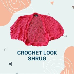 *5 for $20* Pink Coral Crochet Knit Shrug Cardigan